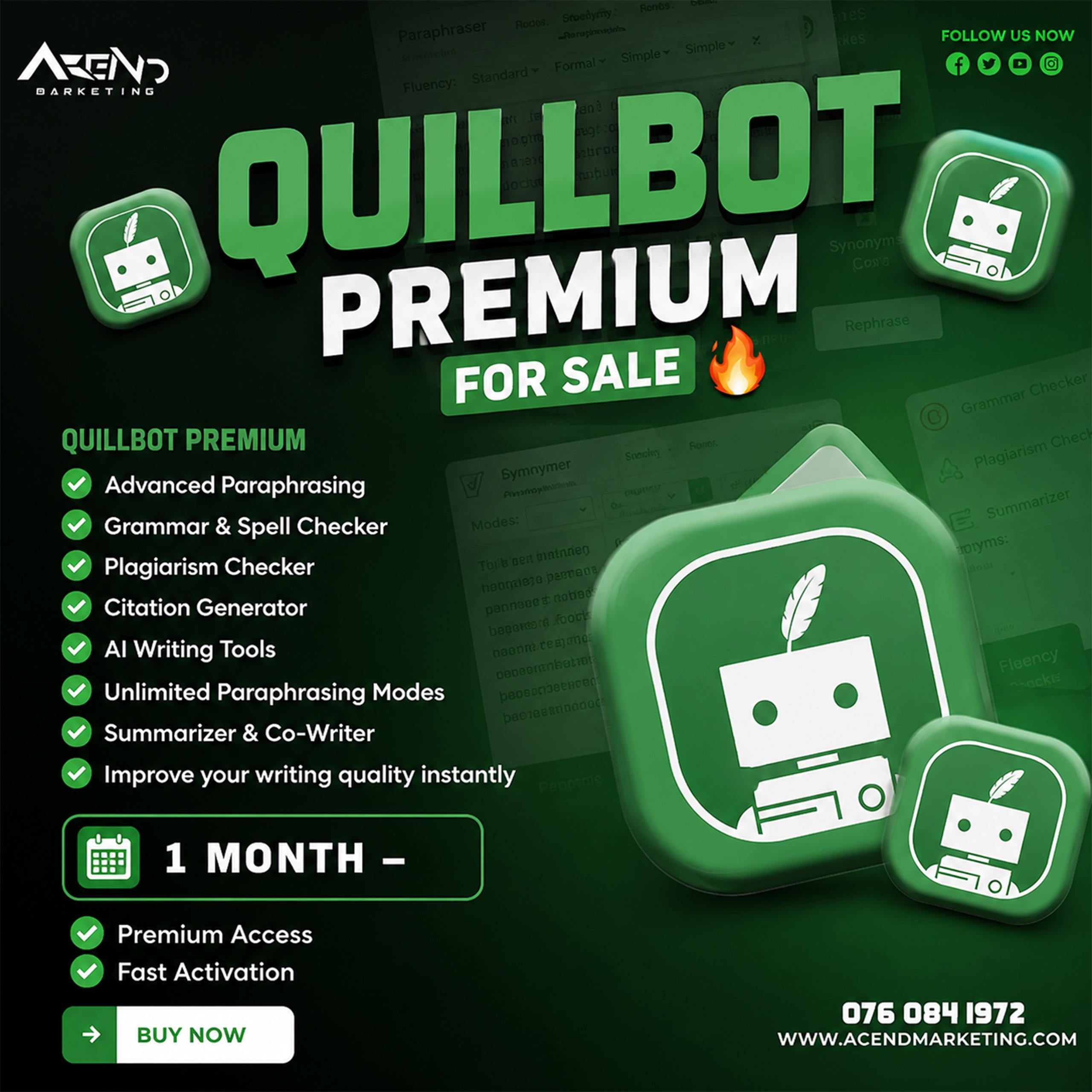 ✨ QuillBot Premium (1 Month)